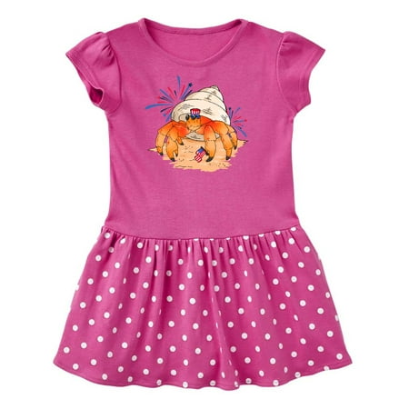 

Inktastic 4th of July Hermit Crab with Flag and Fireworks Gift Toddler Girl Dress