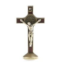 Crucifix Statue Cross Figurine Chaple Home Wall Decor Ornament Bronze