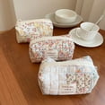 thumbnail image 3 of Naiovety Bolsa de maquillaje esponjosa hecha de tela de algodón, fácil de llevar, opción de regalo de viaje, bolsa de maquillaje floral, Almacenamiento y organización del hogar A, 3 of 6