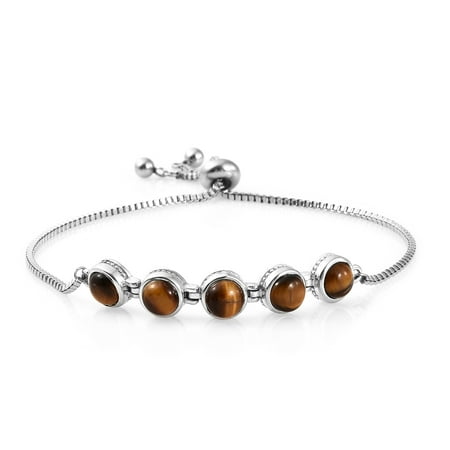 - Hypoallergenic Tigers Eye Platinum Tennis Bracelet for Women Size Adjustable Jewelry Gift