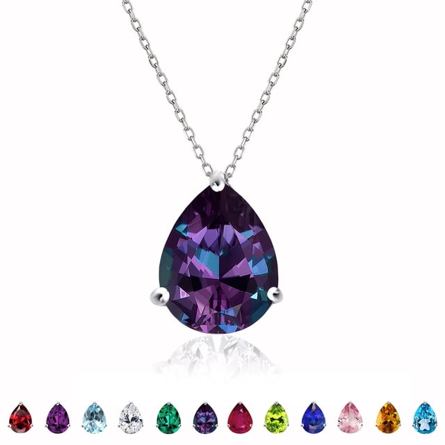 JeenMata Collar con Colgante Deslizante Solitario de 1,5 Cts Alejandrita Oro Blanco