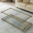 thumbnail image 6 of Acrylic Rectangular Modern Gold Metal Coffee Table with Tempered Glass and Shelf for Office, Dining Room, Entryway, 6 of 7