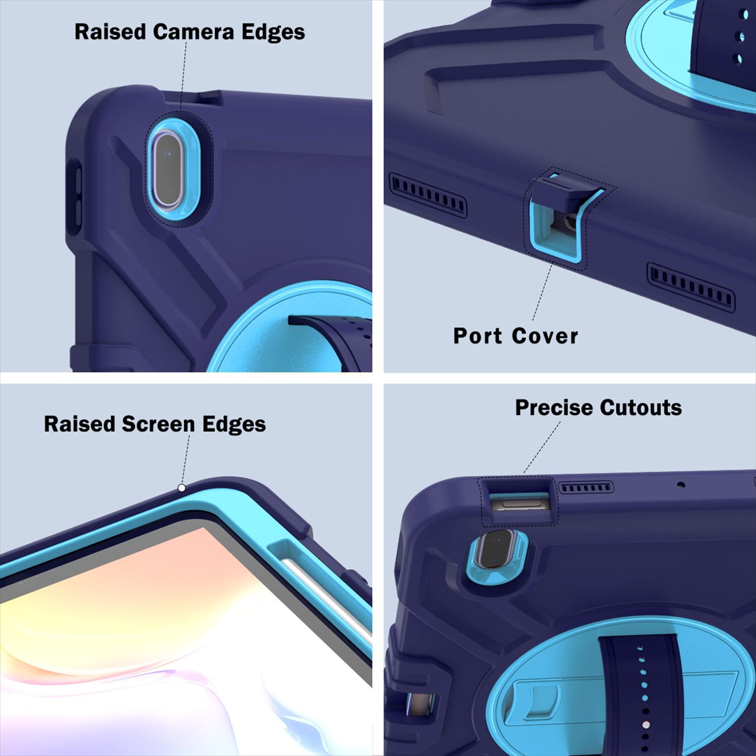 Case for iPad 11th Generation 2025 11-inch/10th Generation 2022 10.9-inch, Heavy Duty Military Grade Shockproof Rugged Protective Cover with Built-in Stand/Pencil Holder Shoulder Strap, Navy Blue