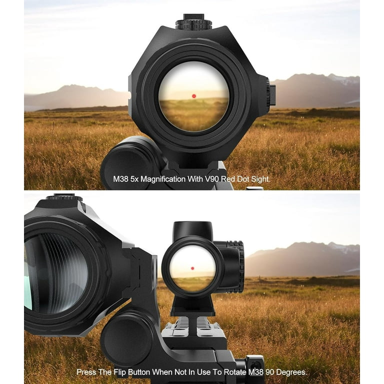 Feyachi M38 5X Red Dot Magnifier with Flip to Side Mount, Focus