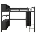 thumbnail image 5 of Harper & Bright Designs Full Size Metal Loft Bed with Wardrobe And L-shaped Desk, Heavy-duty Loft Bed with Storage Cubes and Shelves, Black, 5 of 14