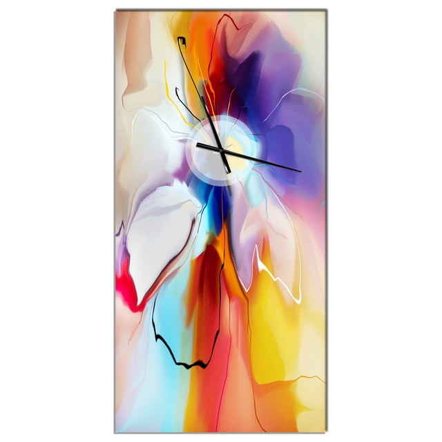 DesignArt Horloge Murale Grande Fleur Créative en Plusieurs Couleurs