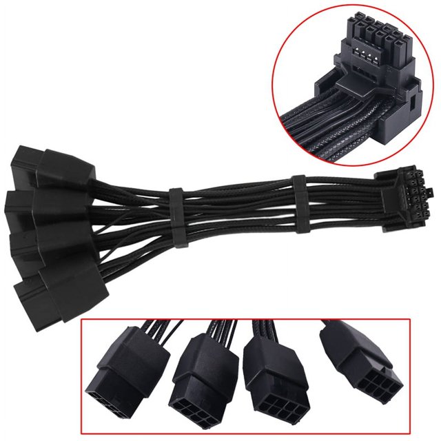 RTX4090 RTX4080 Série 16AWG 4X8Pin PCI-E à 16Pin (12+4) PCI-E 5.0 Connecteur 12VHPWR Coude 90 Degrés