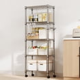 thumbnail image 2 of QinaQin 61 Inch Rolling Storage Rack, 5 Tier Adjustable Metal Mesh Shelf with Wheels and Handles for Kitchen or Garage, 2 of 8