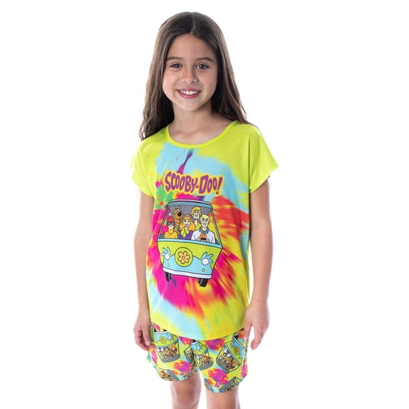 Scooby Doo Girls' Tie Dye Mystery Machine Shirt and Shorts Pajama Set