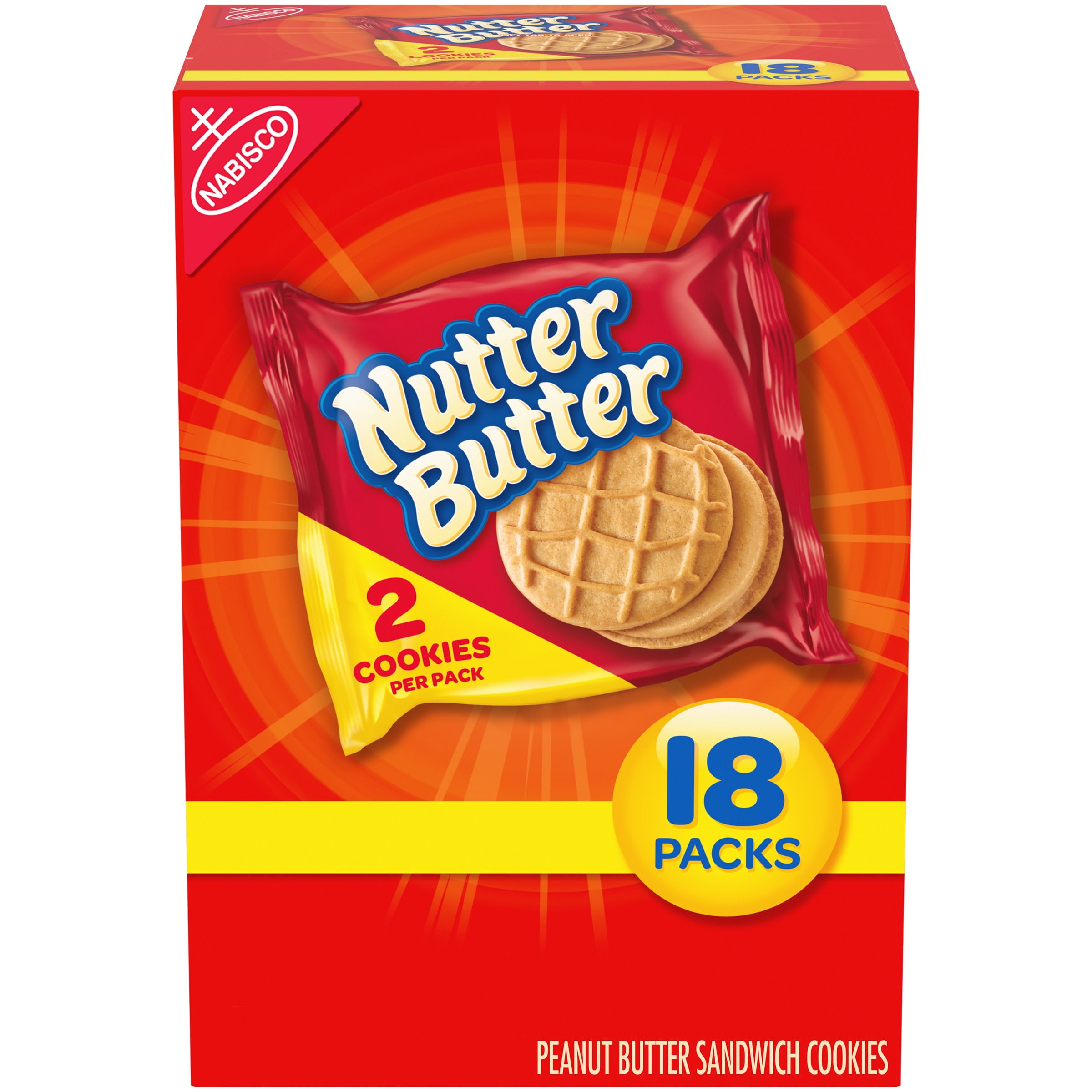 Nutter Butter Peanut Butter Sandwich Cookies, 18 Packs (2 ...