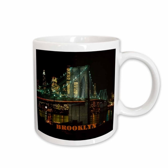 3drose, Brooklyn Bridge at Night, 15oz Mug