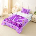 thumbnail image 2 of spefrowx Cartoon Princess R Twin Comforter Sets for Girls, Purple Star Bowknot Print Bedding Set, Stars Reversible, 2 Pieces, 1 Comforter and 1 Pillowcase, 2 of 6