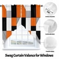 thumbnail image 3 of Orange Gray Swag Curtain Valance for Windows, Black Geometric Abstract Color Block Plaid Window Treatments Short Swag Topper for Kitchen Windows Bathroom Bedroom, 36"x63", 3 of 8