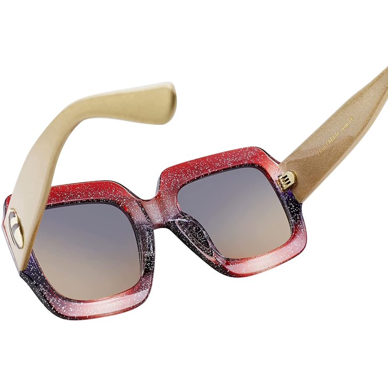FEISEDY Oversized Square Sunglasses Multi Tinted Glitter  display picture 3