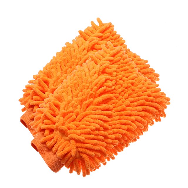 2uds Chenille Coche Limpieza Esponja Doble Lado Suciedad Lavado Herramienta naranja