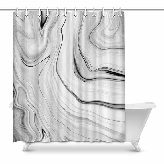 SUNENAT Abstract Marble Stone Black Gray and White Waterproof Polyester Shower Curtain Bathroom 60(Wide) x 72(Height) Inches