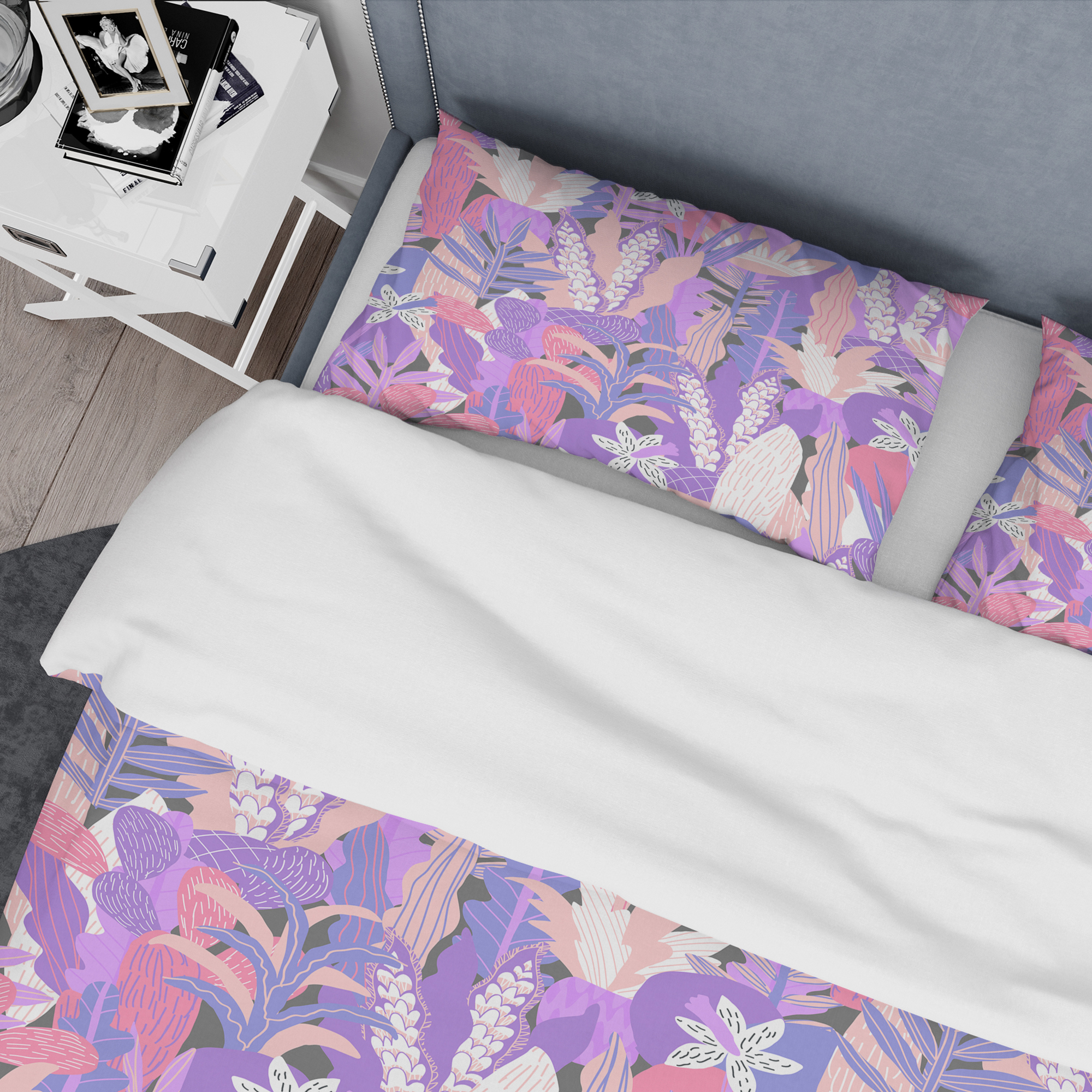 Designart 'Fantasy Flowers In Purple' Mid-Century Modern Duvet Cover Set
