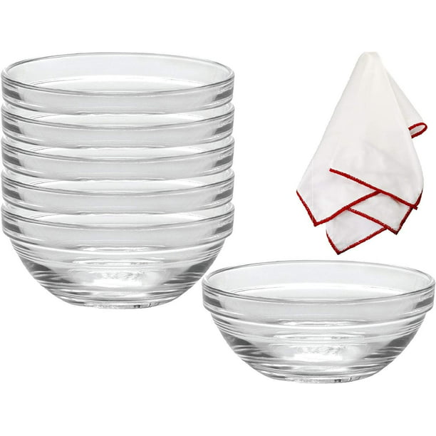 Horno Independientemente Alrededor Duralex Lys Stackable Glass Bowls with a Polishing Cloth - Walmart.com