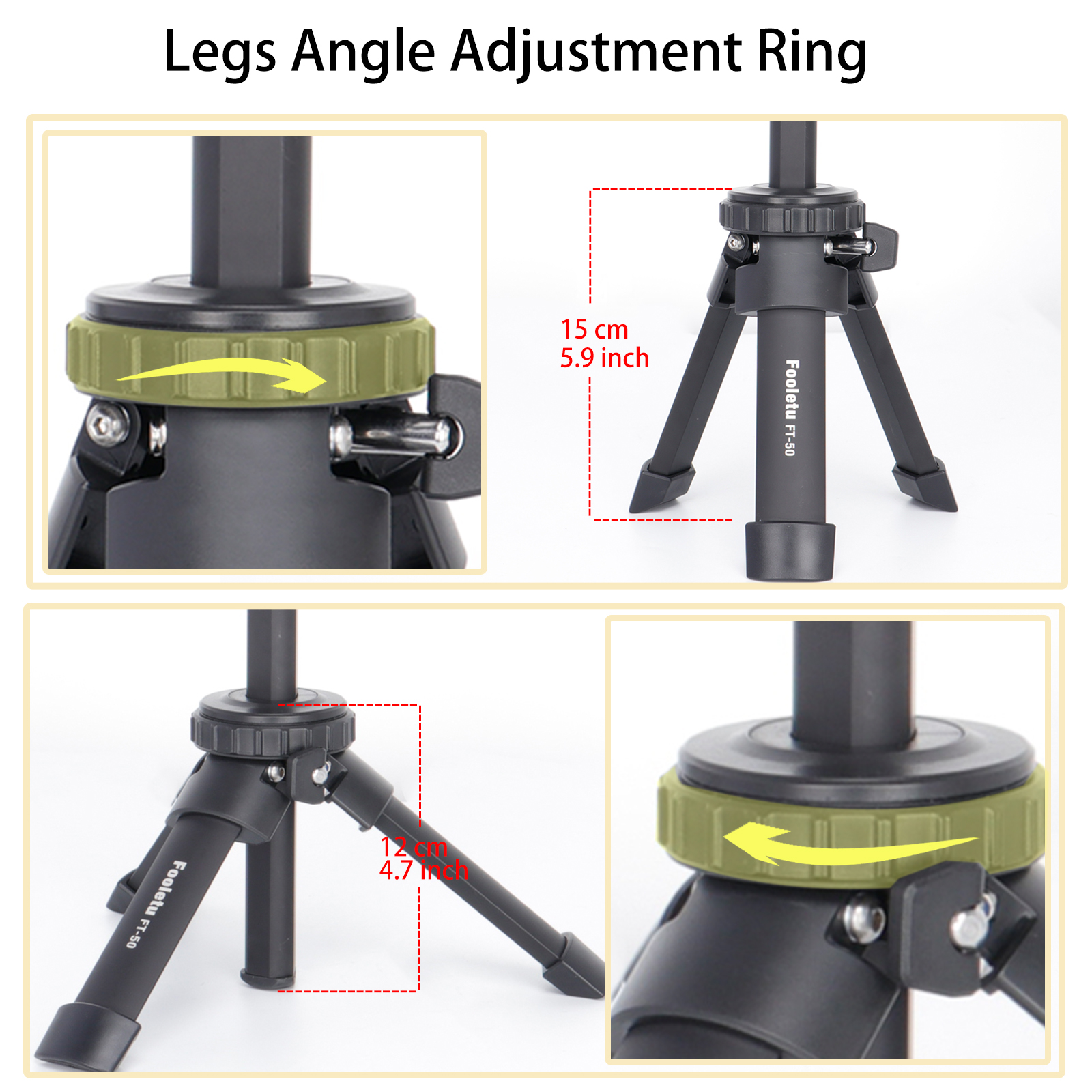 Fooletu Shooting Rest Tripod 360 Rotation V Yoke Stand Aluminum 11-21 Inch