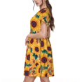 thumbnail image 2 of Balery Bohemian Sunflower Vestidos sueltos de manga corta para mujer, vestidos de verano 2025, vestidos casuales de corte A con vuelo., 2 of 6