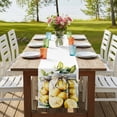 thumbnail image 4 of Summer Lemon 70 Inch Table Runner, Watercolor Fruit Green Leaf Vase Farmhouse Dresser Scarf Cotton & Linen Tablerunner for Dining/Kitchen Island/Holiday Party Décor 13" x 70", 4 of 9