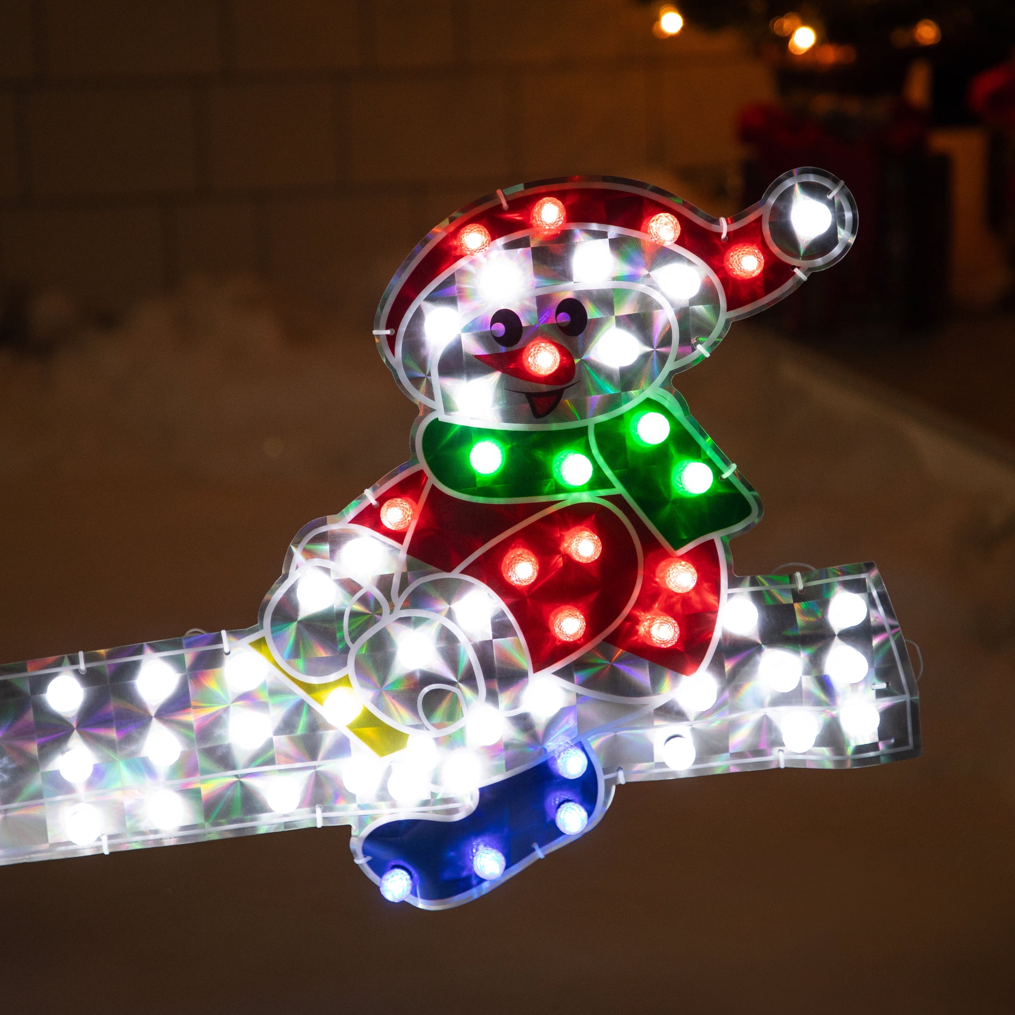 Northlight Lighted Holographic Snowmen on See Saw Outdoor Christmas Decoration - 46" - Multicolor