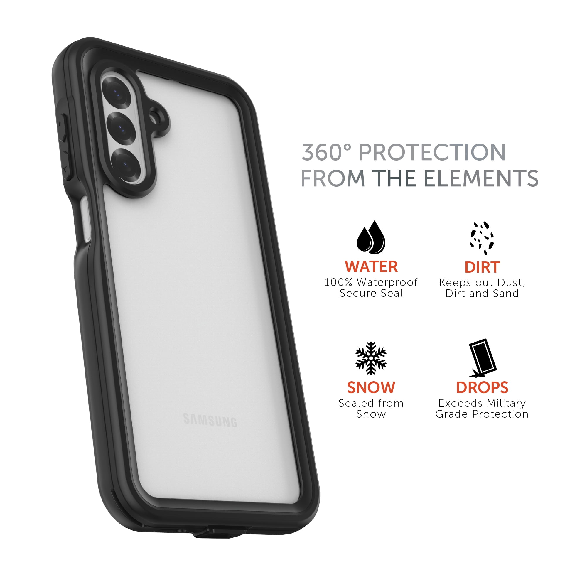 Body Glove Tidal Waterproof Phone Case for Samsung Galaxy A26 5G - Black/Clear
