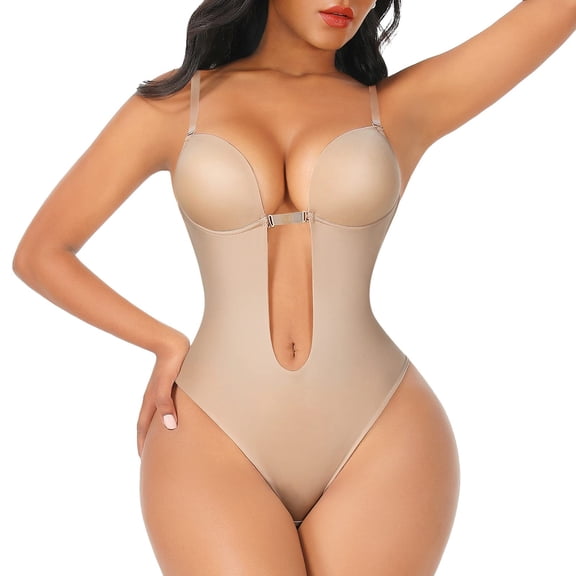 Lilvigor Shapewear for Women Plus Size Backless Built-in Bra Body Shaper Seamless Faja with Open Crotch