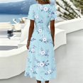 thumbnail image 7 of Beach Dresses for Women Short Sleeve Wrap V-Neck Hight Waist Sundress Casual Knee Length A-Line Dress, 7 of 7