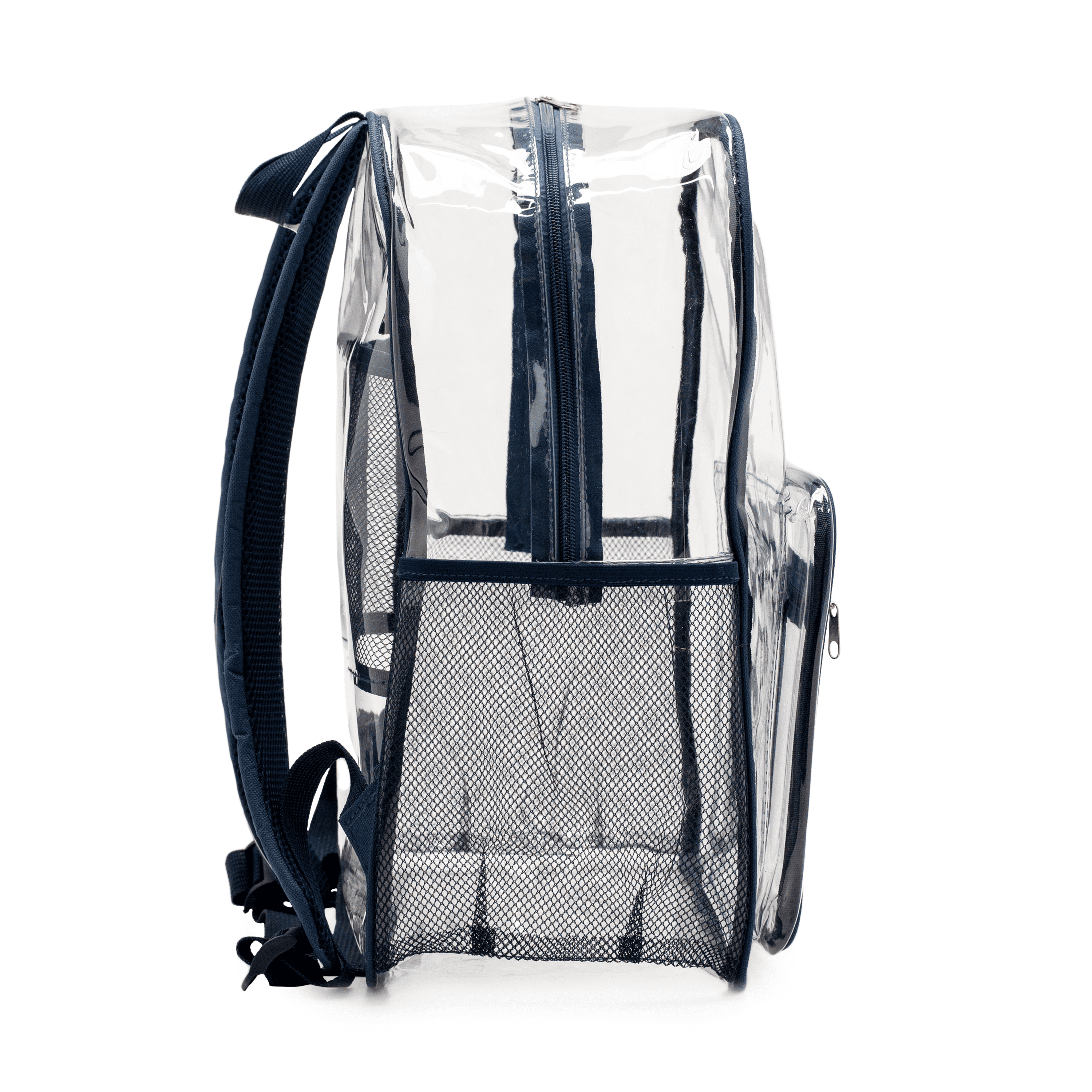 JPACK Clear Backpack – Heavy Duty Transparent Bookbag for Adults and Teens | School, Work, Travel, Stadiums (Navy Blue)