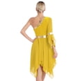 thumbnail image 4 of Raenseen Costume de Danse Lyrique pour Femmes Tunique Superposée à Paillettes Robe de Danse Jaune G, 4 of 6