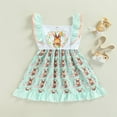 thumbnail image 3 of Robe de Pâques pour Bébé Fille à Volants Sans Manches Imprimé Bunny Rabbit Robe d'Été, 3 of 6