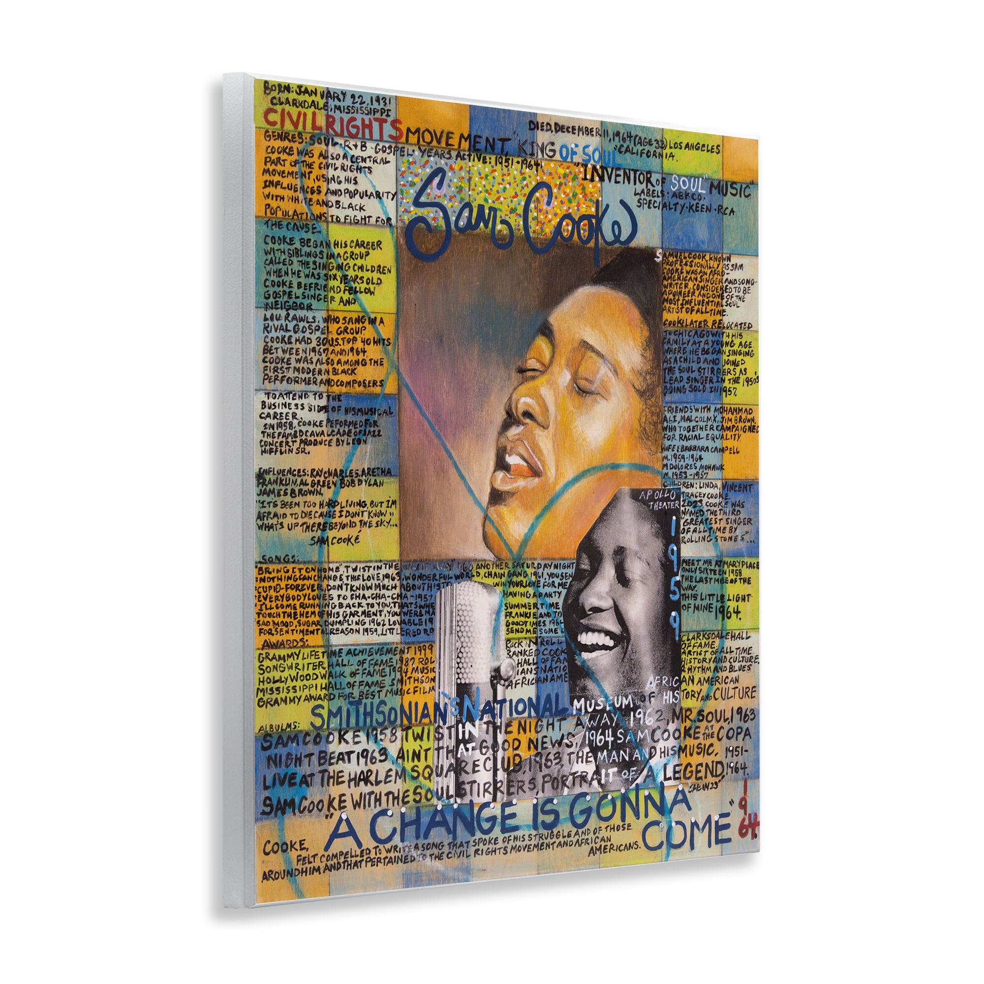 Stupell Industries Sam Cooke Collage People Drawing Unframed Art Print Wall Art, 11 x 14