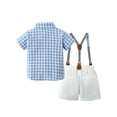 thumbnail image 3 of Toddler Boys Formal Outfits Suits Baby Party Plaid Clothes Set Shorts Suspender Pants 12 Months-5T, 3 of 9