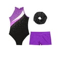 thumbnail image 3 of vastwit Kids Girls Gymnastic Leotards Set Sleeveless Ballet Dance Unitard with Booty Short Hair Band Set Purple 14, 3 of 5