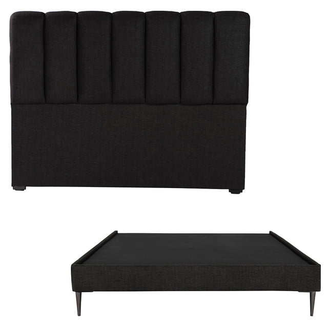 Recámara Queen Size Kami Negro con Cabecera + Base Cama Slim