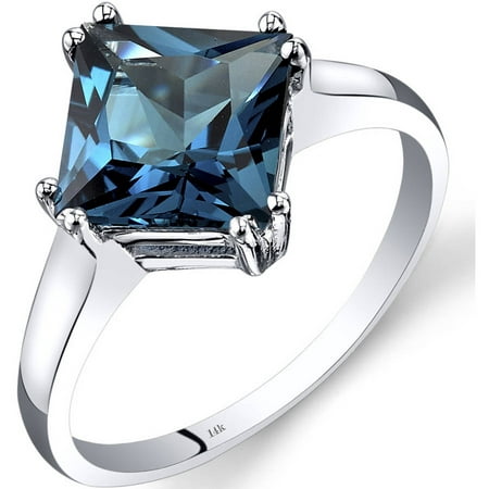 Oravo 2.75 Carat T.G.W. Princess-Cut London Blue Topaz 14kt White Gold Ring