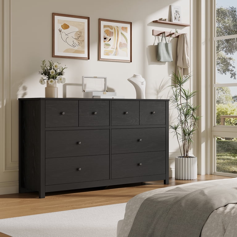 long double dresser Watnature Bedroom Storage 63 Inch Long Modern Double Dresser Soft White Particle Board Construction one_size