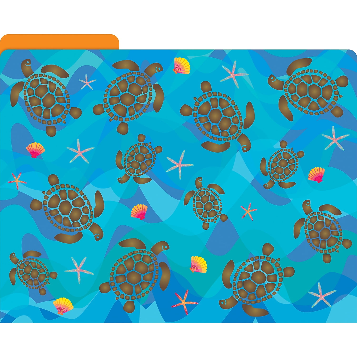 Barker Creek Kai Ola File Folders, 12-Pack, Multi-Design Set with Tropical Sea Life on Outside, Vibrant Solid Colors on Inside, Letter Size File Folders, 1/3 Cut Tabs, Pack of 12 (1373)