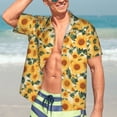 thumbnail image 7 of Susaid Green Leaf Sunflower Print Short Sleeve Shirts Button Down Casual Shirts Summer Beach Aloha Button Down Short Sleeve for Men ,Medium, 7 of 7