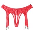 thumbnail image 5 of Lencería para mujer, bragas de charol brillante, ropa interior con Clips de Liga, Tanga con entrepierna abierta, lencería Punk gótica Rave Clubwear, 5 of 5