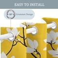 thumbnail image 4 of Magnolia Curtains For Living Room, Branches Flower Blackout Curtains 2 Panels Set For Bedroom, Yellow Floral Patterned Grommet Window Treatments Room Decor 42"W x 90"L, 4 of 6