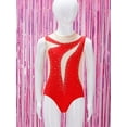thumbnail image 3 of TTAO Children's Shiny Mesh Patchwork Leotard Ballet Dance Figure Skating Girls Kids Rhythmic Gymnastics Bodysuit Red 16, 3 of 6