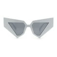 thumbnail image 3 of Womens Geometric Bold Chunky Triangular Cat Eye Plastic Fashion Sunglasses White - Black, 3 of 8