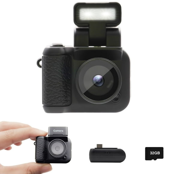 Appareil Photo Numérique avec Écran LCD 1,4 Po 1080P 32 Go Base de Chargement Carte Monoreflexes en Forme CMOS Compact Enregistreur Vidéo Portable Facile à Utiliser (Noir)