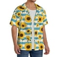 thumbnail image 2 of Yiaed White Blue Striped Sunflower Print Mens Casual Wrinkle Free Shirts Short Sleeve Button Down Summer Stretch Dress Shirt-X-Large, 2 of 5