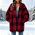 thumbnail image 2 of Womens Fleece Jacket Button Down Plaid Flannel Outerwear with Pockets Collar Warm Coat for Winter Weekend Wear Casual Fall Winter Outerwear, 2 of 9