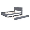 thumbnail image 6 of DreamBuck Queen Size Upholstered Platform Bed with Trundle, Linen Fabric Platform Bed Frame with Brick Pattern Headboard, Queen Bed Frame for Adults, Teens, No Box Spring Needed, Noise Free, Gray, 6 of 9