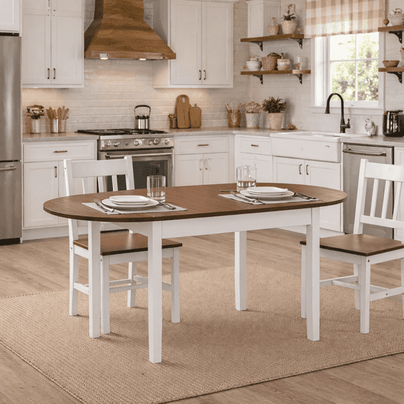 PAPROOS Drop Leaf Dining Table, 31''-55'' Extendable Kitchen Table for 6, Folding Dining Table, Solid Wood Dining Room Table, Small Dinner Table for Kitchen, Breakfast Nook, Brown(Only Table)