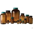 thumbnail image 1 of 1 oz Amber Wide Mouth Packer Bottles with 28-400 Green Thermoset F217 & PTFE Lined Cap - Pack of 24, 1 of 1